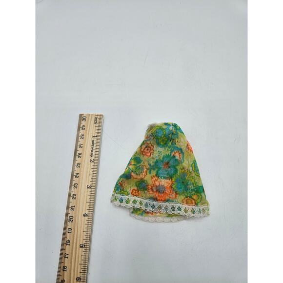 Vintage 1970's Marx SINDY Doll Lingerie Slip Skirt Floral Lace Green Blue Orange - Picture 5 of 6